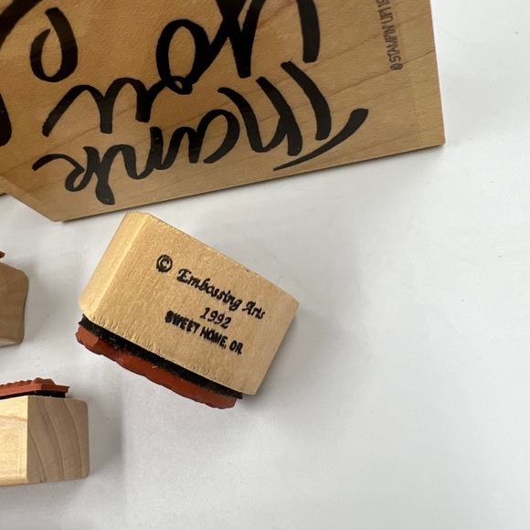 Vintage Lot 8 Piece Rubber Stamps Thank You Theme Junk Journaling Stationary - Picture 9 of 9
